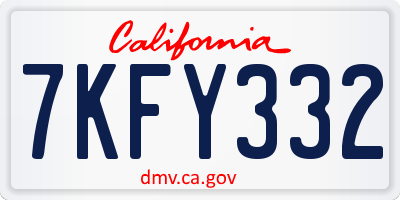 CA license plate 7KFY332