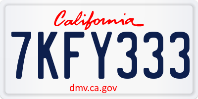 CA license plate 7KFY333