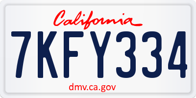CA license plate 7KFY334