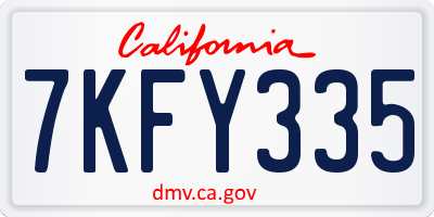 CA license plate 7KFY335
