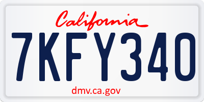 CA license plate 7KFY340