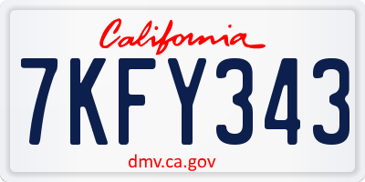 CA license plate 7KFY343