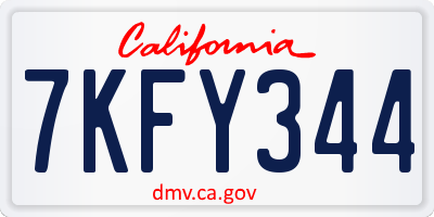 CA license plate 7KFY344