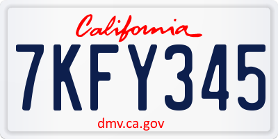 CA license plate 7KFY345