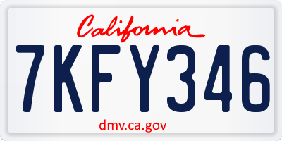 CA license plate 7KFY346
