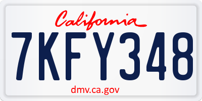CA license plate 7KFY348