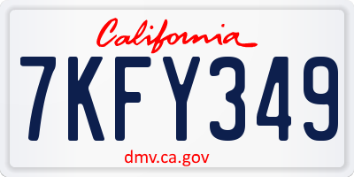 CA license plate 7KFY349