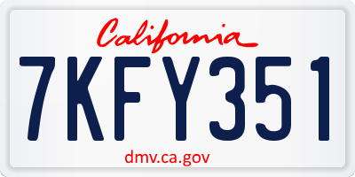 CA license plate 7KFY351
