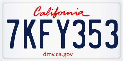 CA license plate 7KFY353