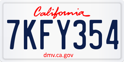 CA license plate 7KFY354