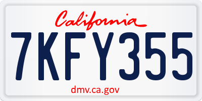 CA license plate 7KFY355