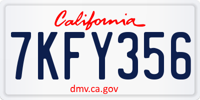CA license plate 7KFY356