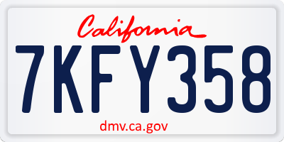CA license plate 7KFY358