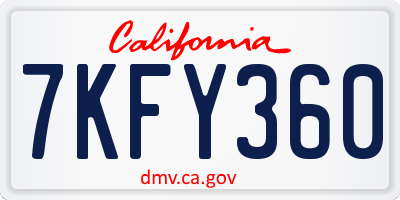 CA license plate 7KFY360