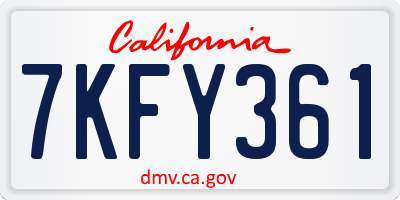 CA license plate 7KFY361