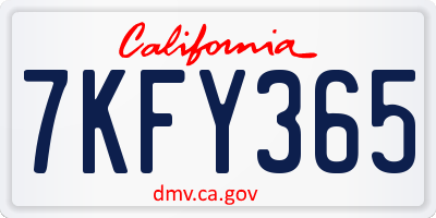 CA license plate 7KFY365