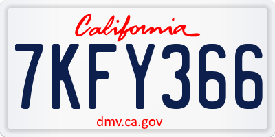 CA license plate 7KFY366