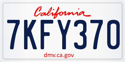 CA license plate 7KFY370