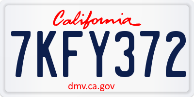 CA license plate 7KFY372