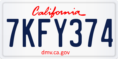 CA license plate 7KFY374