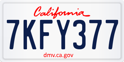 CA license plate 7KFY377