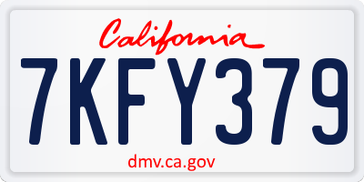 CA license plate 7KFY379