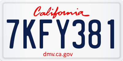 CA license plate 7KFY381
