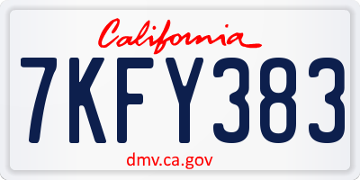 CA license plate 7KFY383
