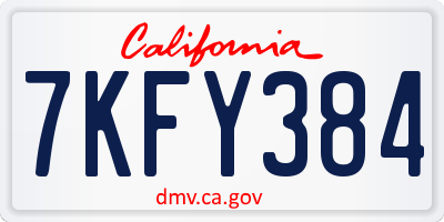 CA license plate 7KFY384