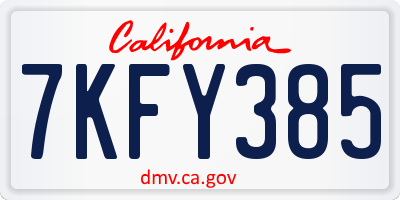CA license plate 7KFY385