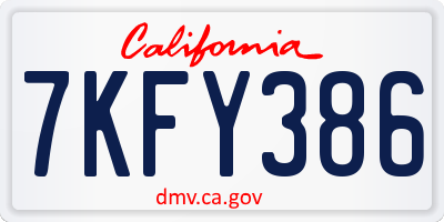 CA license plate 7KFY386