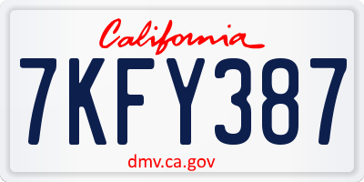 CA license plate 7KFY387