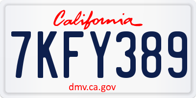 CA license plate 7KFY389