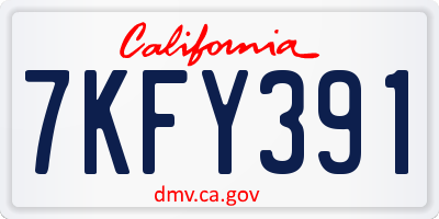 CA license plate 7KFY391