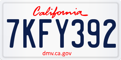 CA license plate 7KFY392