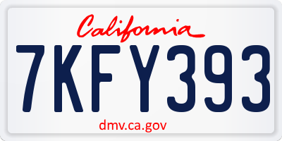 CA license plate 7KFY393