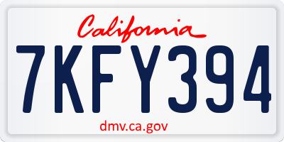 CA license plate 7KFY394