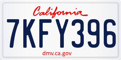 CA license plate 7KFY396