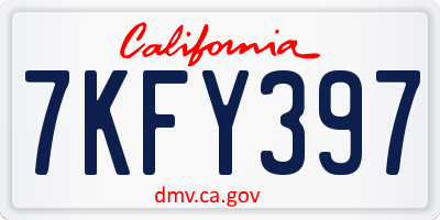 CA license plate 7KFY397