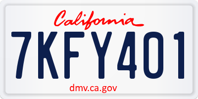 CA license plate 7KFY401