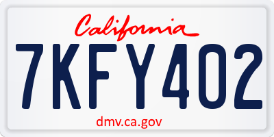 CA license plate 7KFY402