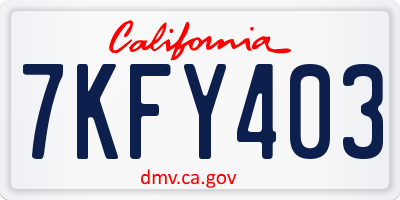 CA license plate 7KFY403