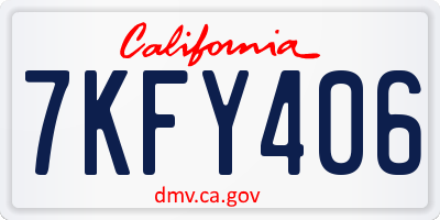 CA license plate 7KFY406
