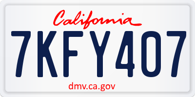 CA license plate 7KFY407
