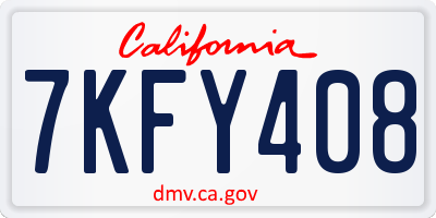 CA license plate 7KFY408