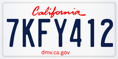 CA license plate 7KFY412