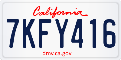CA license plate 7KFY416