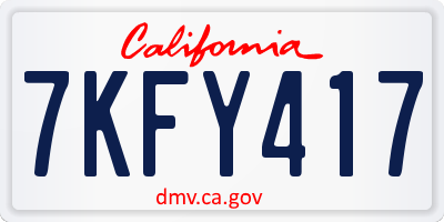 CA license plate 7KFY417