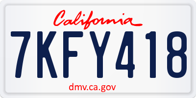 CA license plate 7KFY418