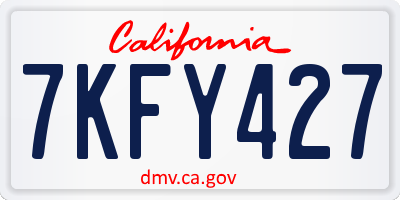 CA license plate 7KFY427